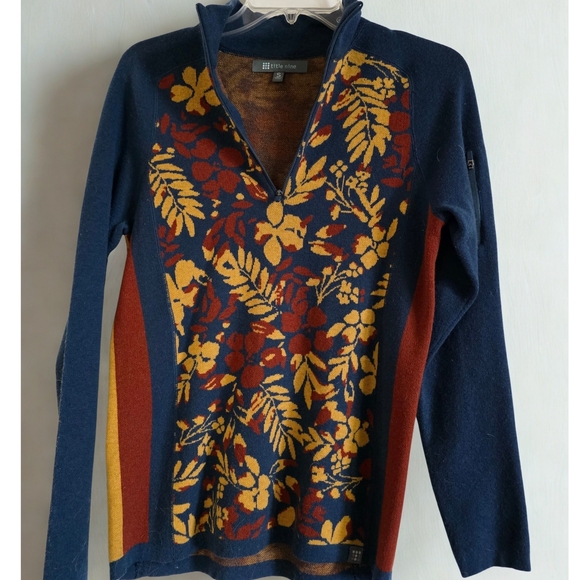 Title nine Sweaters - Title Nine Navy and Mustard Floral Sweater